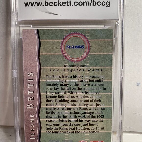 1993 Pro Set Jerome Bettis Rookie Running Back BCCG 10 Rams Steelers BGS Card - Picture 2 of 2